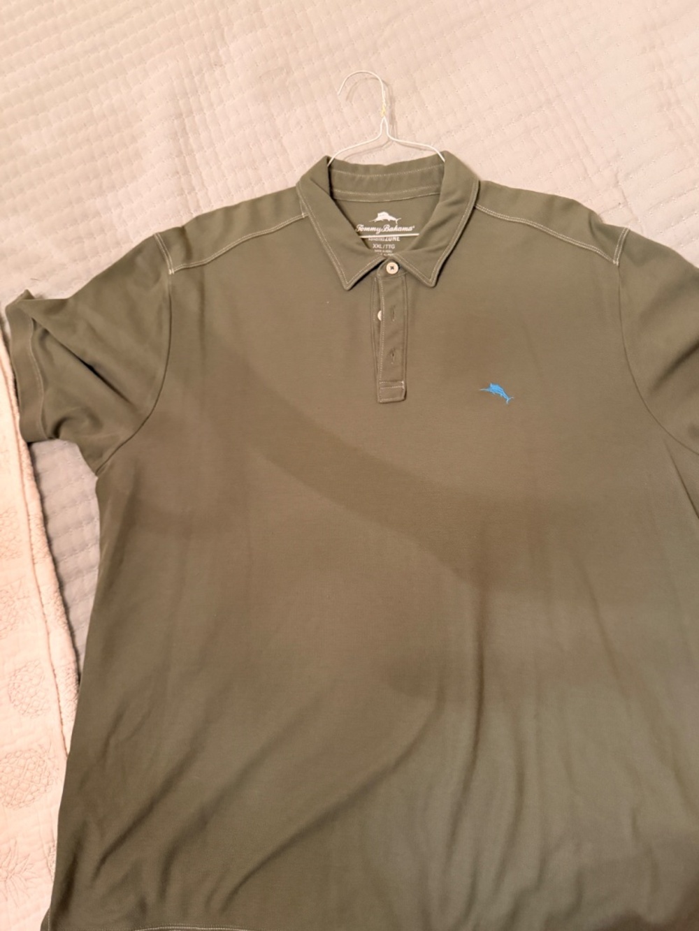 Tommy Bahama Olive Green Polo with Blue Dolphin Logo